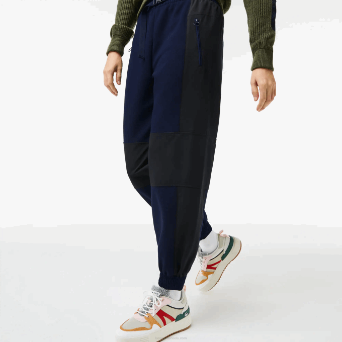Women Lacoste V0ZN2552 Navy Blue Black R8P Badge Colorblock Trackpants - Image 7