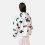 Women Lacoste V0ZN2556 Light Pink T03 Oversized Hooded Fleece Sweatshirt - Image 3
