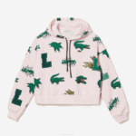 Women Lacoste V0ZN2556 Light Pink T03 Oversized Hooded Fleece Sweatshirt - Image 4
