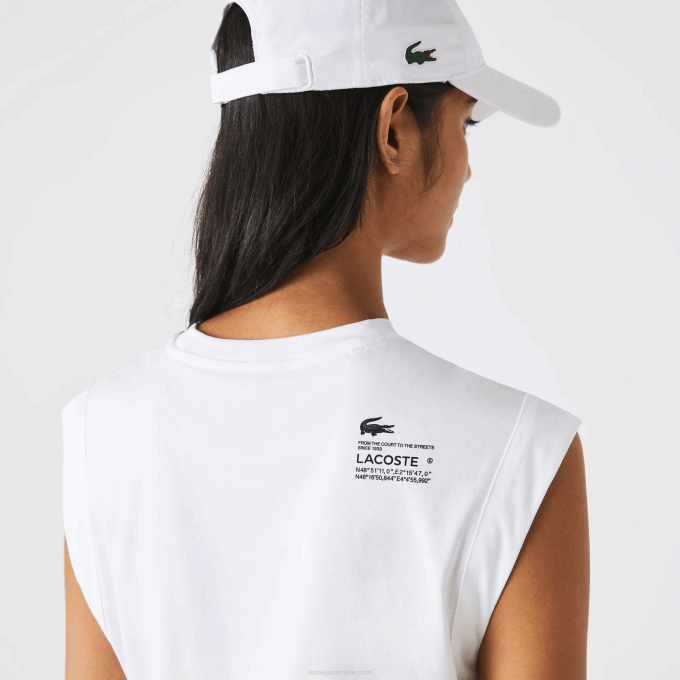 Women Lacoste V0ZN2558 White 001 SPORT Loose Fit Branded Coordinate T-Shirt - Image 2