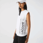 Women Lacoste V0ZN2558 White 001 SPORT Loose Fit Branded Coordinate T-Shirt