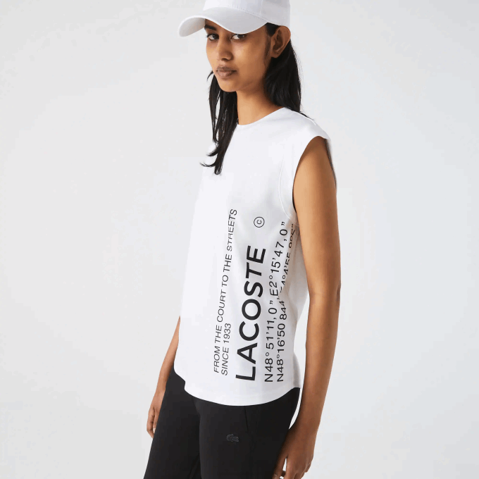 Women Lacoste V0ZN2558 White 001 SPORT Loose Fit Branded Coordinate T-Shirt - Image 1
