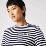 Women Lacoste V0ZN2559 Black/White HHW Striped Jersey Cotton T-Shirt - Image 6
