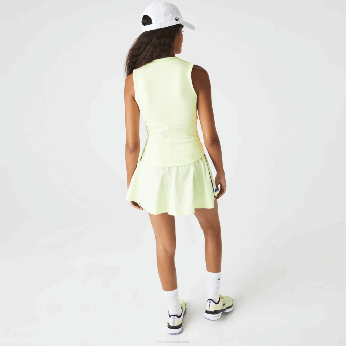Women Lacoste V0ZN2560 Yellow 6GD SPORT Tight Fit Tennis T-Shirt - Image 3