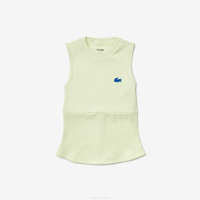 Women Lacoste V0ZN2560 Yellow 6GD SPORT Tight Fit Tennis T-Shirt - Image 4
