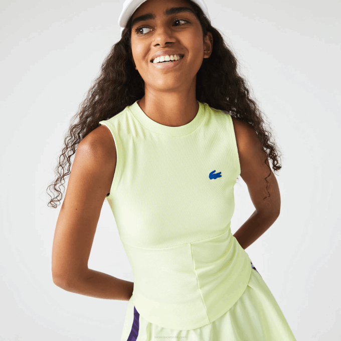 Women Lacoste V0ZN2560 Yellow 6GD SPORT Tight Fit Tennis T-Shirt - Image 1