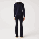 Women Lacoste V0ZN2561 Navy Blue 166 Seamless Ribbed Knit Leggings - Image 3