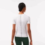 Women Lacoste V0ZN2563 White 001 Crew Neck Cotton Blend T-Shirt - Image 3