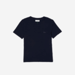 Women Lacoste V0ZN2564 Navy Blue 166 Crew Neck Cotton Blend T-Shirt - Image 4