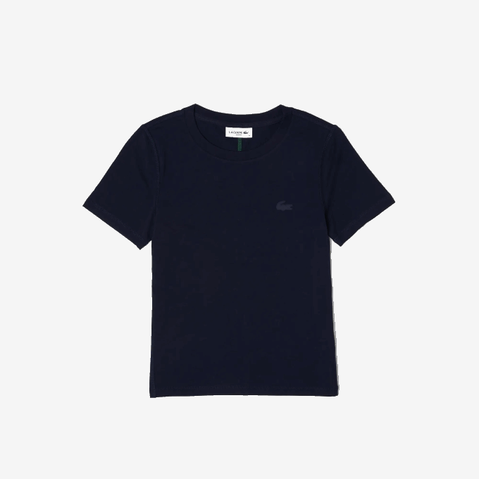 Women Lacoste V0ZN2564 Navy Blue 166 Crew Neck Cotton Blend T-Shirt - Image 4