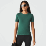 Women Lacoste V0ZN2565 Green 5HX Crew Neck Cotton Blend T-Shirt