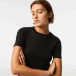 Women Lacoste V0ZN2566 Black 031 Crew Neck Cotton Blend T-Shirt - Image 2