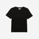 Women Lacoste V0ZN2566 Black 031 Crew Neck Cotton Blend T-Shirt - Image 4