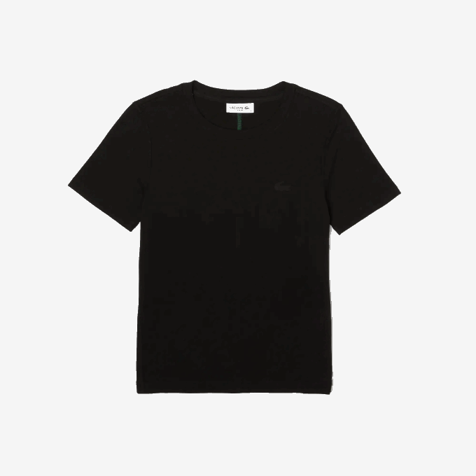 Women Lacoste V0ZN2566 Black 031 Crew Neck Cotton Blend T-Shirt - Image 4