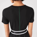 Women Lacoste V0ZN2566 Black 031 Crew Neck Cotton Blend T-Shirt - Image 5