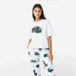 Women Lacoste V0ZN2567 White 001 Oversized Organic Cotton T-Shirt