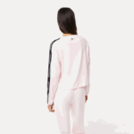Women Lacoste V0ZN2570 Light Pink T03 Loose Fit Printed Band T-Shirt - Image 3