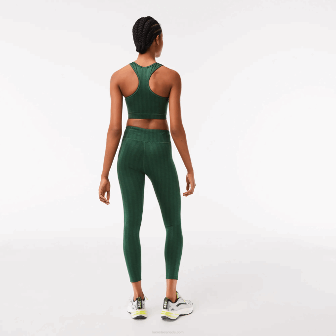 Women Lacoste V0ZN2573 Green D1R SPORT All-Over Print High-Waist Leggings - Image 4
