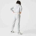 Women Lacoste V0ZN2574 White Blue DPQ LIVE Monogram Design Fleece Tracksuit Pants - Image 3