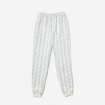 Women Lacoste V0ZN2574 White Blue DPQ LIVE Monogram Design Fleece Tracksuit Pants - Image 5