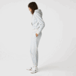 Women Lacoste V0ZN2574 White Blue DPQ LIVE Monogram Design Fleece Tracksuit Pants - Image 6