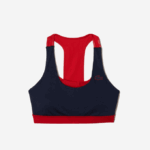 Women Lacoste V0ZN2575 Navy Blue Red Green 2Q6 SPORT Color-Block Recycled Polyester Sports Bra - Image 3
