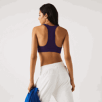 Women Lacoste V0ZN2576 Yellow Purple 5CY SPORT Color-Block Recycled Polyester Sports Bra - Image 3