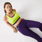 Women Lacoste V0ZN2576 Yellow Purple 5CY SPORT Color-Block Recycled Polyester Sports Bra - Image 5