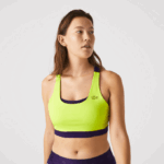 Women Lacoste V0ZN2576 Yellow Purple 5CY SPORT Color-Block Recycled Polyester Sports Bra - Image 7