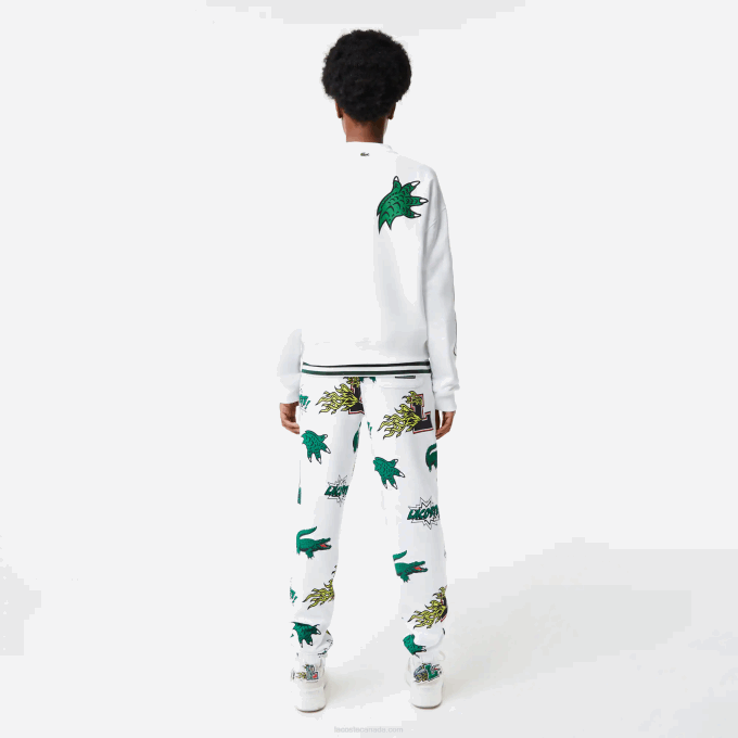 Women Lacoste V0ZN2578 White 001 Oversized Print And Branded Sweatshirt - Image 3