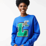 Women Lacoste V0ZN2579 Blue K1Q Oversized Print And Branded Sweatshirt
