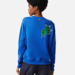 Women Lacoste V0ZN2579 Blue K1Q Oversized Print And Branded Sweatshirt - Image 3