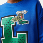 Women Lacoste V0ZN2579 Blue K1Q Oversized Print And Branded Sweatshirt - Image 4
