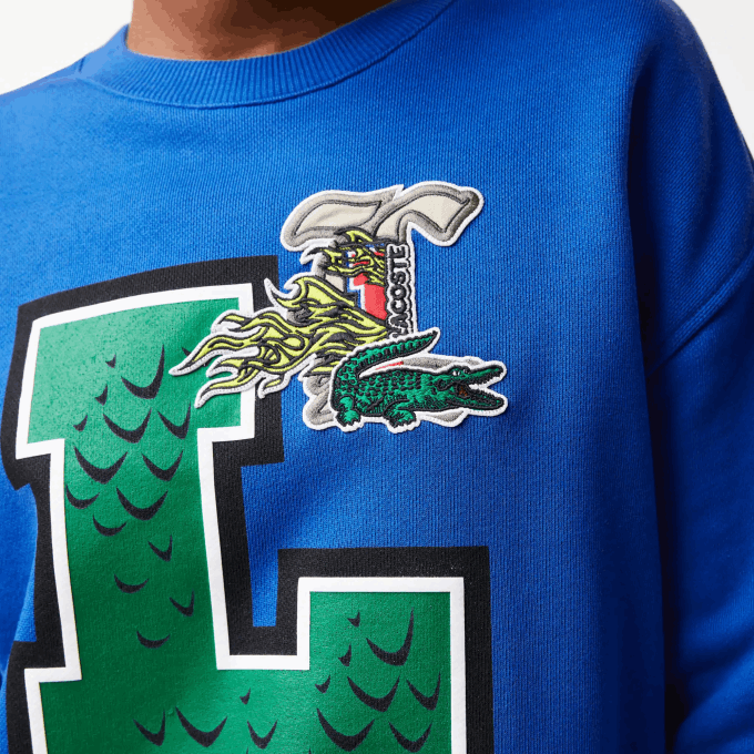 Women Lacoste V0ZN2579 Blue K1Q Oversized Print And Branded Sweatshirt - Image 4