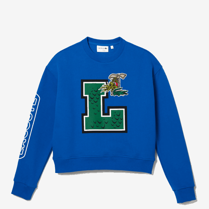 Women Lacoste V0ZN2579 Blue K1Q Oversized Print And Branded Sweatshirt - Image 5