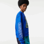 Women Lacoste V0ZN2579 Blue K1Q Oversized Print And Branded Sweatshirt - Image 6