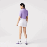 Women Lacoste V0ZN2582 White Green 737 SPORT Built-In Short Pleated Tennis Skirt - Image 3