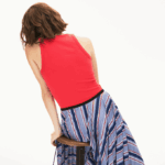 Women Lacoste V0ZN2586 Red 4BY Sleeveless Scoopneck Top - Image 3