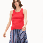 Women Lacoste V0ZN2586 Red 4BY Sleeveless Scoopneck Top - Image 4