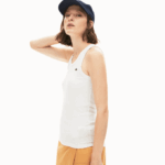 Women Lacoste V0ZN2587 White 001 Sleeveless Scoopneck Top - Image 4