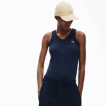 Women Lacoste V0ZN2588 Navy Blue 166 Sleeveless Scoopneck Top