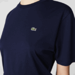 Women Lacoste V0ZN2589 Navy Blue 166 Crew Neck Premium Cotton T-Shirt - Image 2