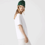 Women Lacoste V0ZN2590 White 001 Crew Neck Premium Cotton T-Shirt - Image 2