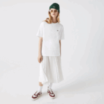 Women Lacoste V0ZN2590 White 001 Crew Neck Premium Cotton T-Shirt
