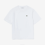 Women Lacoste V0ZN2590 White 001 Crew Neck Premium Cotton T-Shirt - Image 5