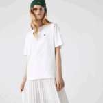 Women Lacoste V0ZN2590 White 001 Crew Neck Premium Cotton T-Shirt - Image 6