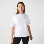 Women Lacoste V0ZN2590 White 001 Crew Neck Premium Cotton T-Shirt - Image 7