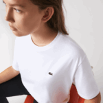 Women Lacoste V0ZN2590 White 001 Crew Neck Premium Cotton T-Shirt - Image 9