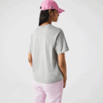 Women Lacoste V0ZN2591 Grey Chine CCA Crew Neck Premium Cotton T-Shirt - Image 3