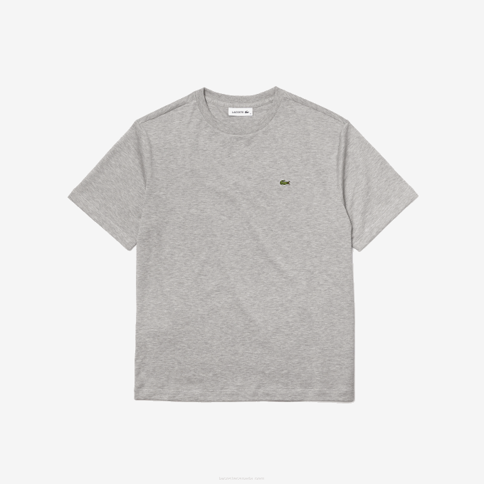 Women Lacoste V0ZN2591 Grey Chine CCA Crew Neck Premium Cotton T-Shirt - Image 5